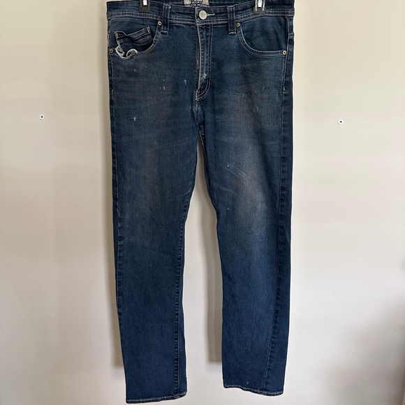 VTG Men's Petrol Grease Monkey Slim Straight Distressed Jeans Size 34 Blue Denim - Picture 3 of 10